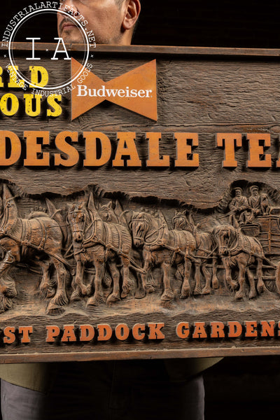 Vintage Budweiser Clydesdale Team Embossed Plastic Sign
