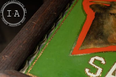 Early 20th Century Reverse-Painted Brooklyn Meat-Market Scalloped Glass Sign