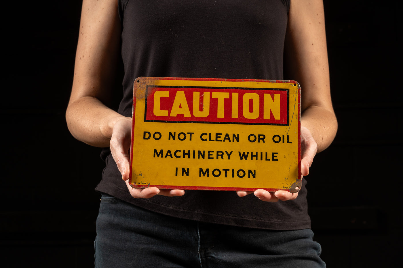 c. 1940s Industrial Tin Litho Caution Sign