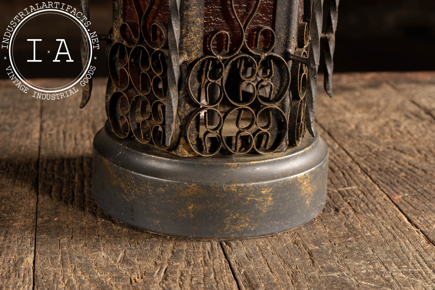 Vintage Spanish Revival Wrought Iron Table Lamp with Mica Shade Panels
