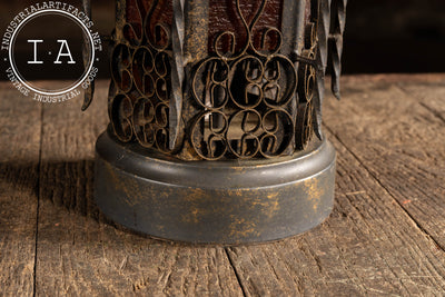 Vintage Spanish Revival Wrought Iron Table Lamp with Mica Shade Panels