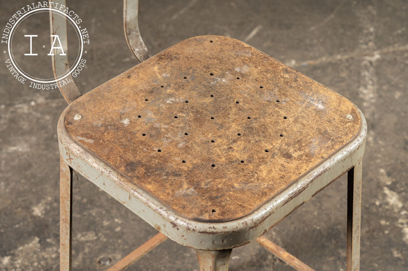 Vintage Industrial Steel Shop Stool