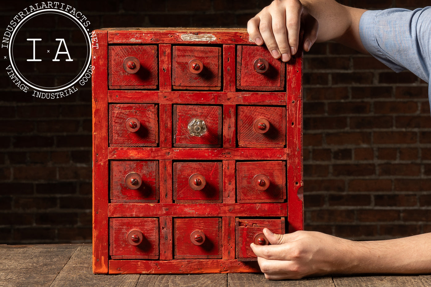 c. 1950 Shop-Made Hercules Explosives Small Parts Cabinet