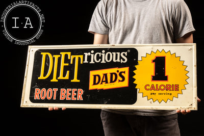 Vintage Dad's "Dietricious" Root Beer Tin Litho Advertising Sign