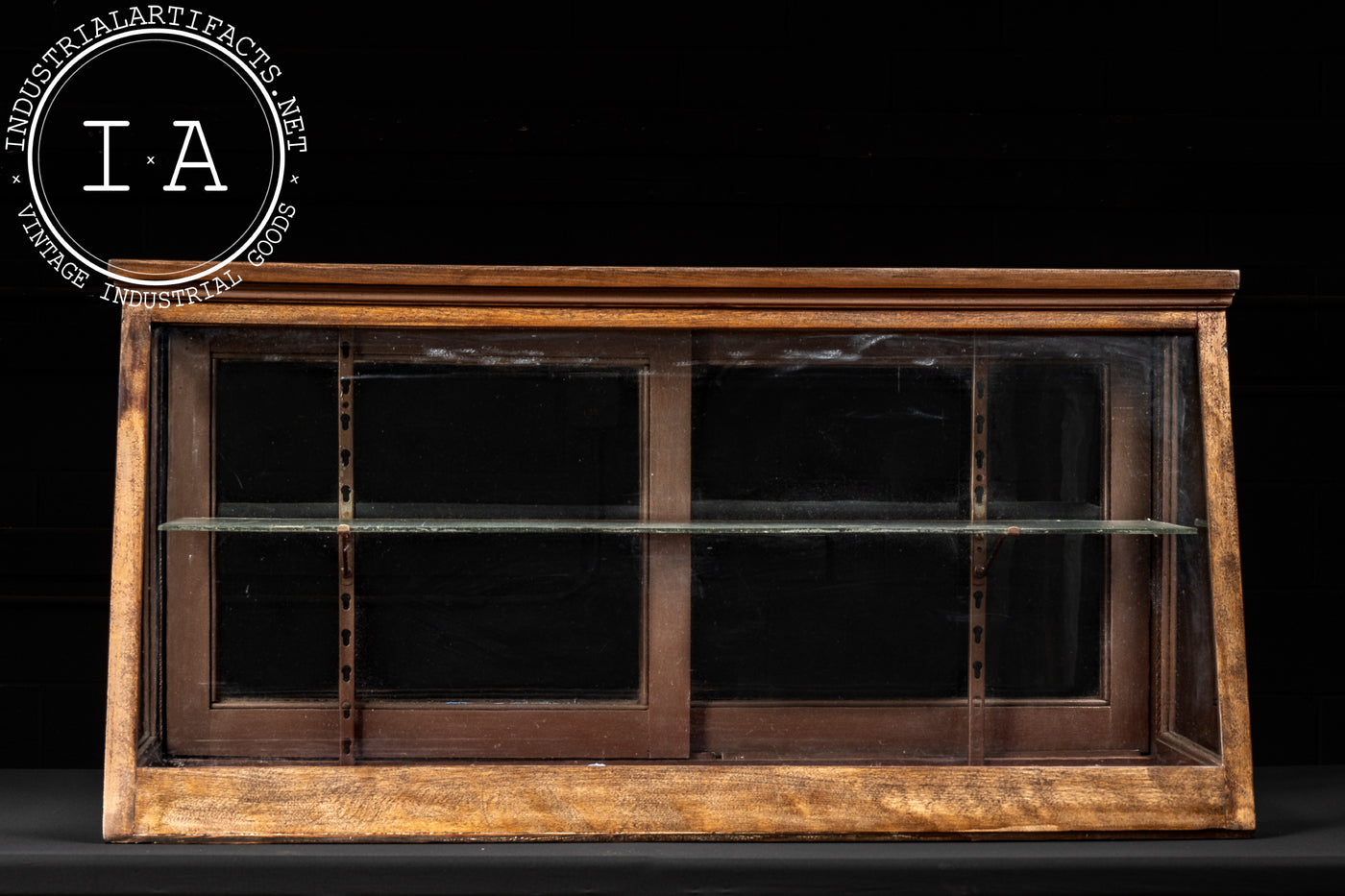 Antique Two-Tier Oak and Glass Display Case
