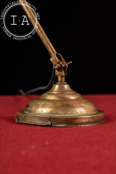 Early 20th Century Brass Articulating Desk Lamp with Dome Shade by Faries
