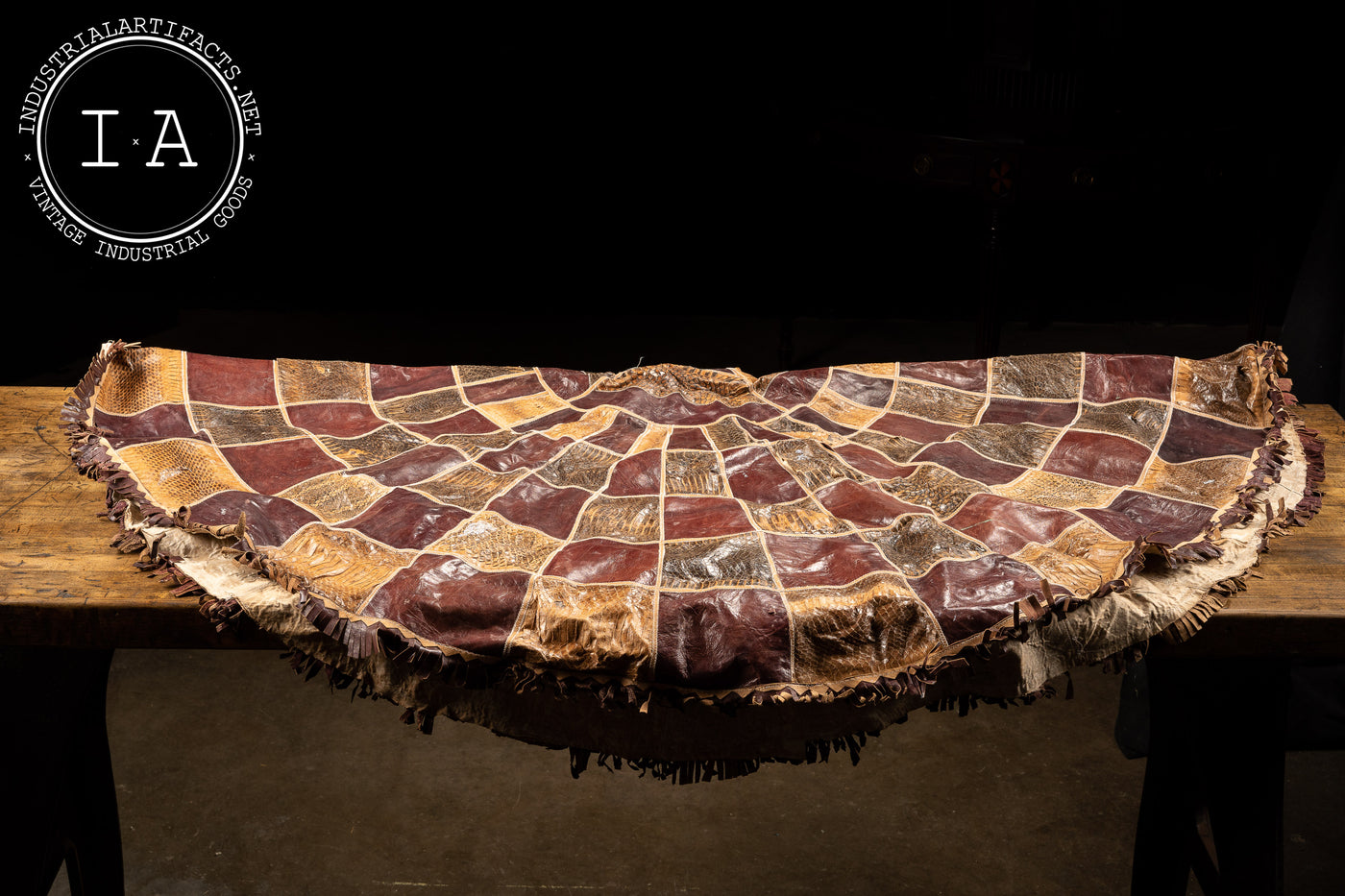 1940s Leather and Snakeskin Table Covering