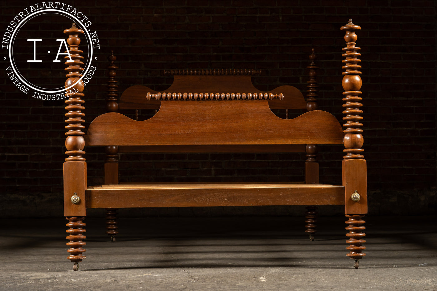 Late 19th Century Jenny Lind Style Spindle Bedframe