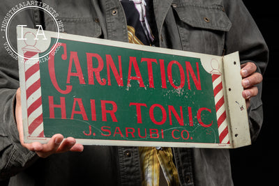 Vintage Carnation Hair Tonic Flange Sign