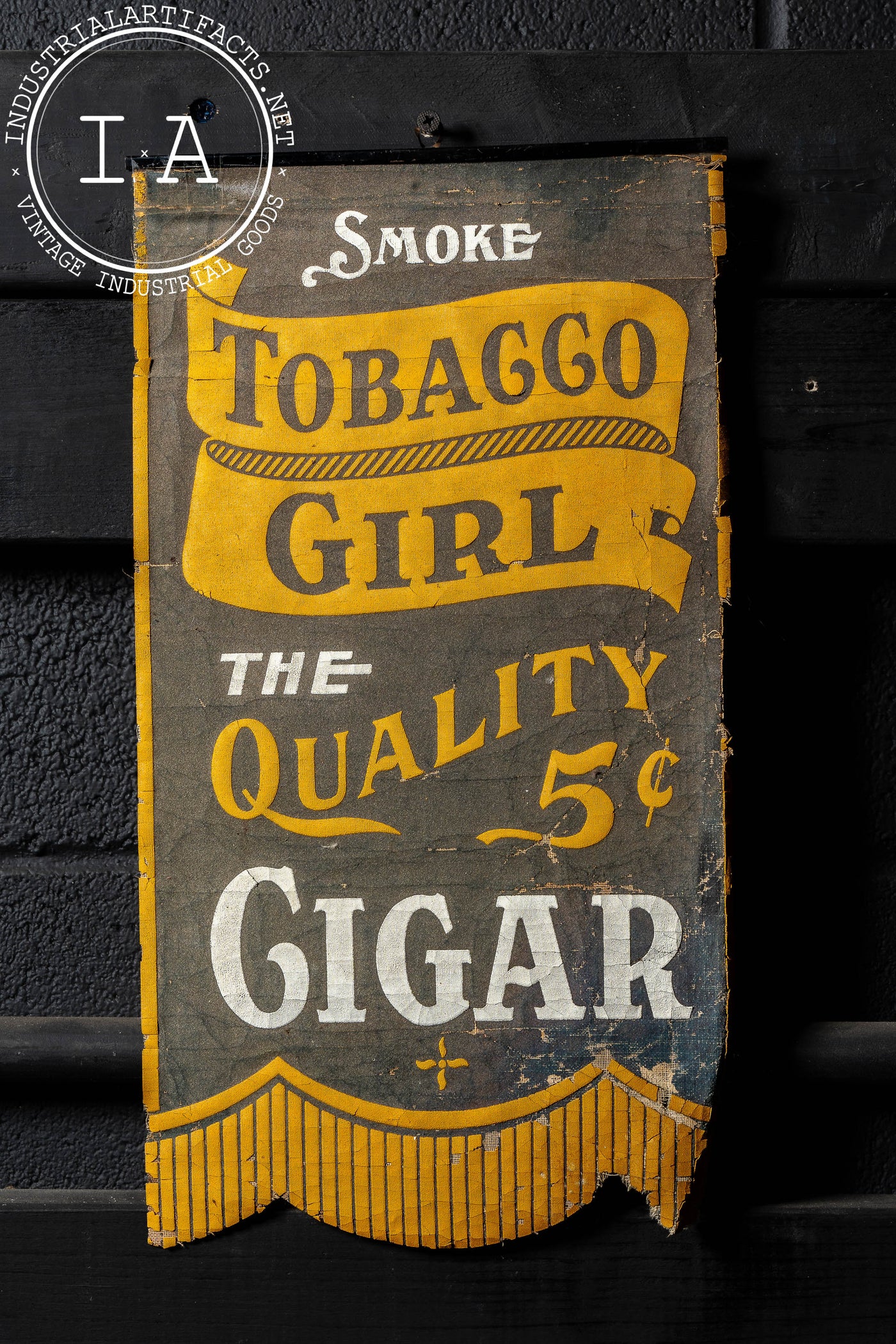 Early 20th Century Tobacco Girl Cloth Advertising Banner