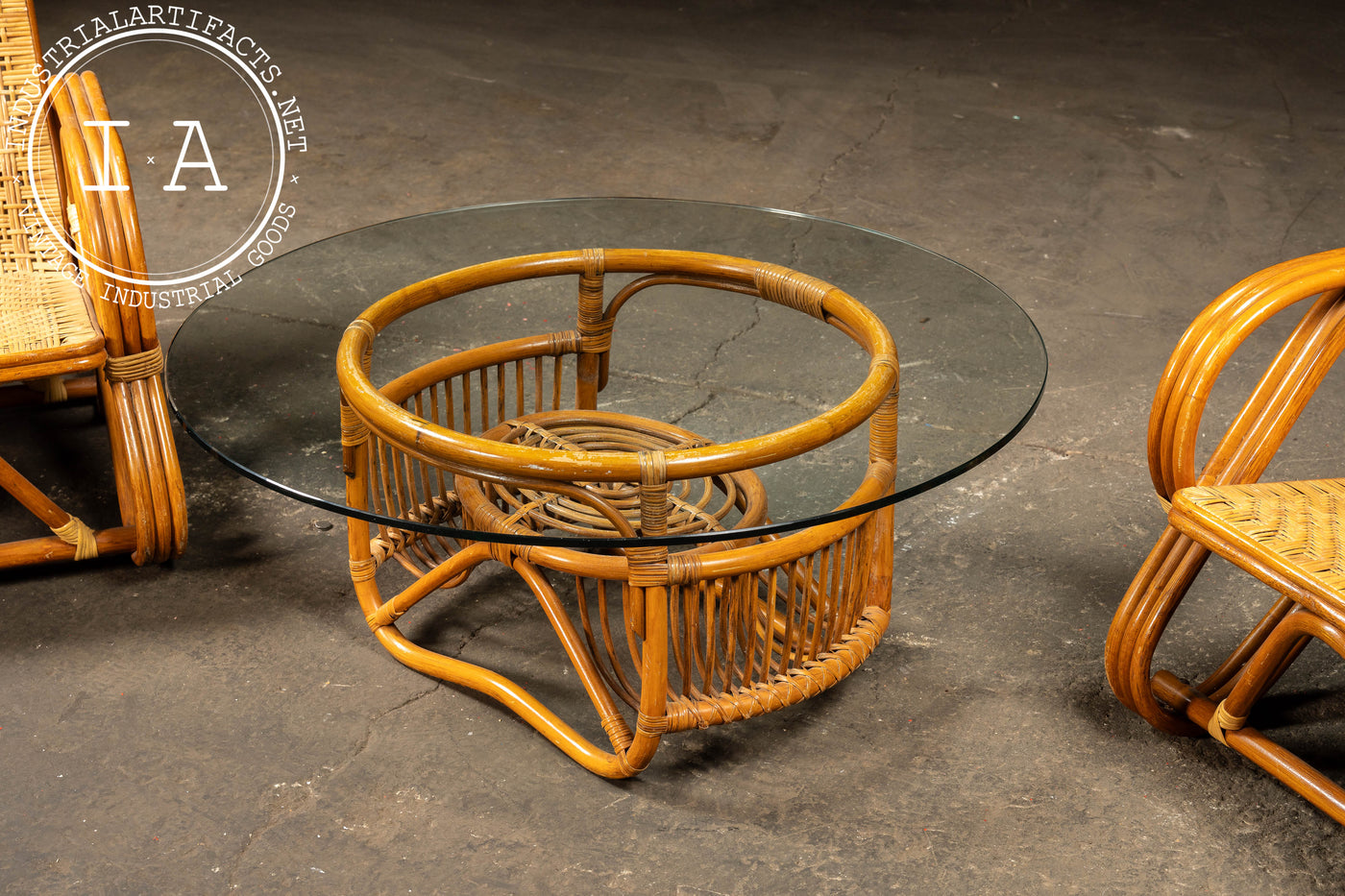 Vintage Bentwood and Rattan Furniture Set by Franco Albini
