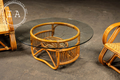 Vintage Bentwood and Rattan Furniture Set by Franco Albini