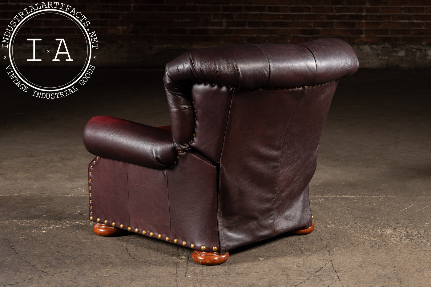 Tufted Churchill Style Recliner with Ottoman in Oxblood