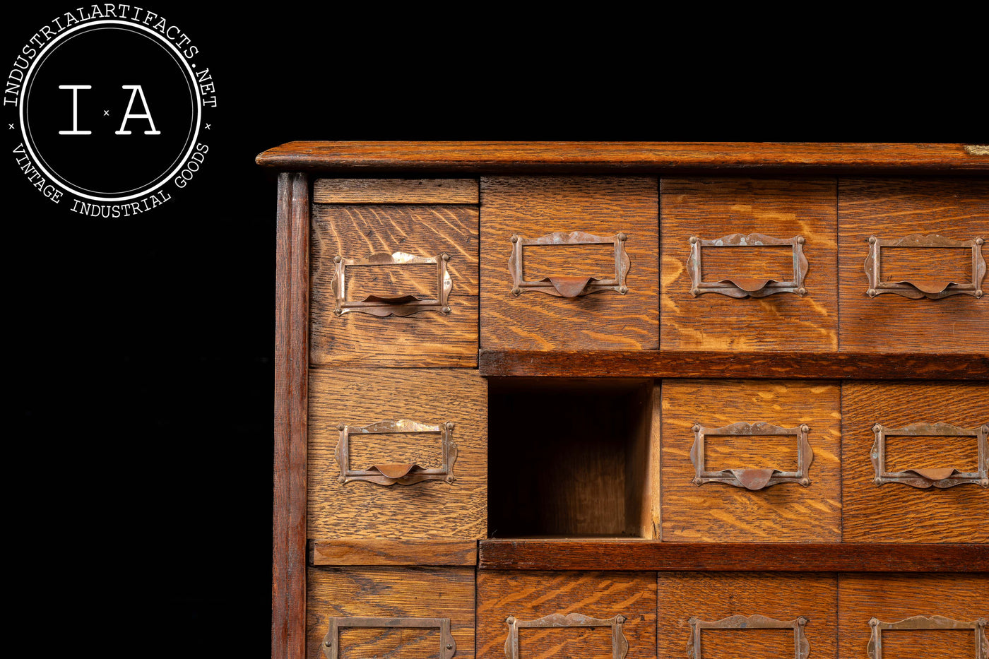 Early 20th Century Tiger Oak Puzzle Box Card Catalog