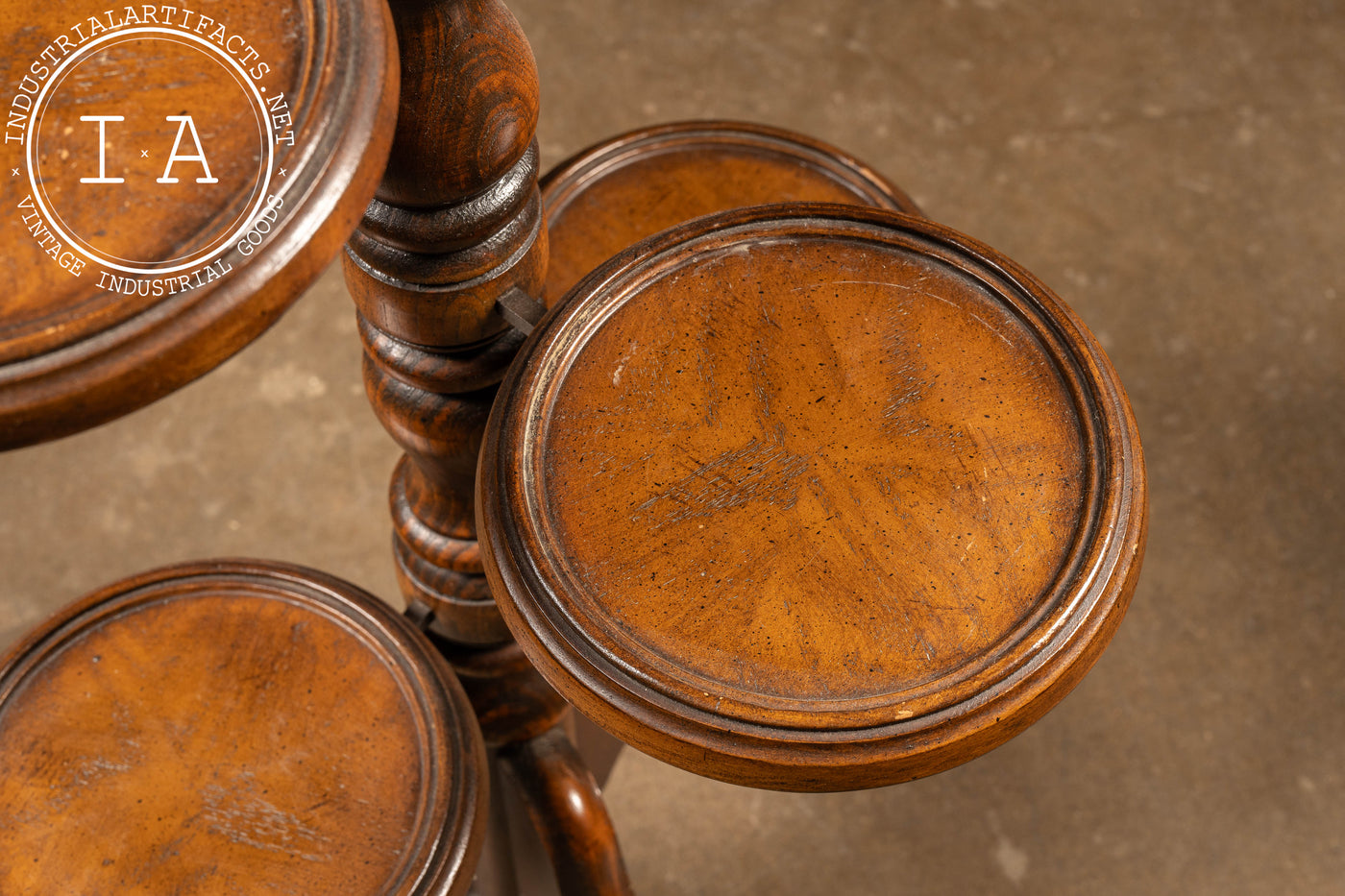 Mid-Century Oak Multi-Tiered Plant Stand