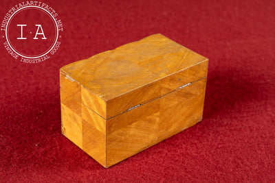 Vintage Hinged Wooden Cigarette Box with Contents