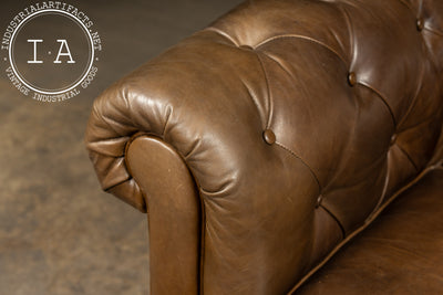 Vintage Chesterfield Tufted Leather Sofa with Cushions in Brown