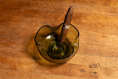 Vintage Glass Candle Bowl Ashtray in Chartreuse