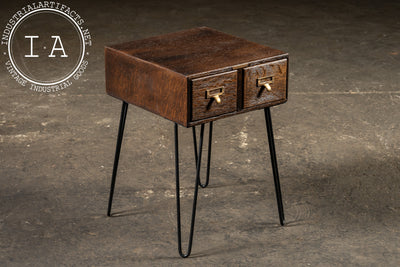 Antique Oak Card Catalog Side Table by Library Bureau
