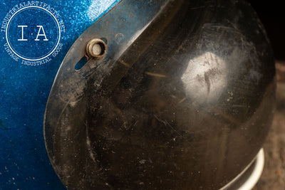 Vintage Motorcycle Helmet with Snap-On Bubble Shield in Metallic Blue