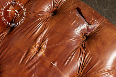 Tufted Vinyl Chesterfield Wingback Armchair in Brown