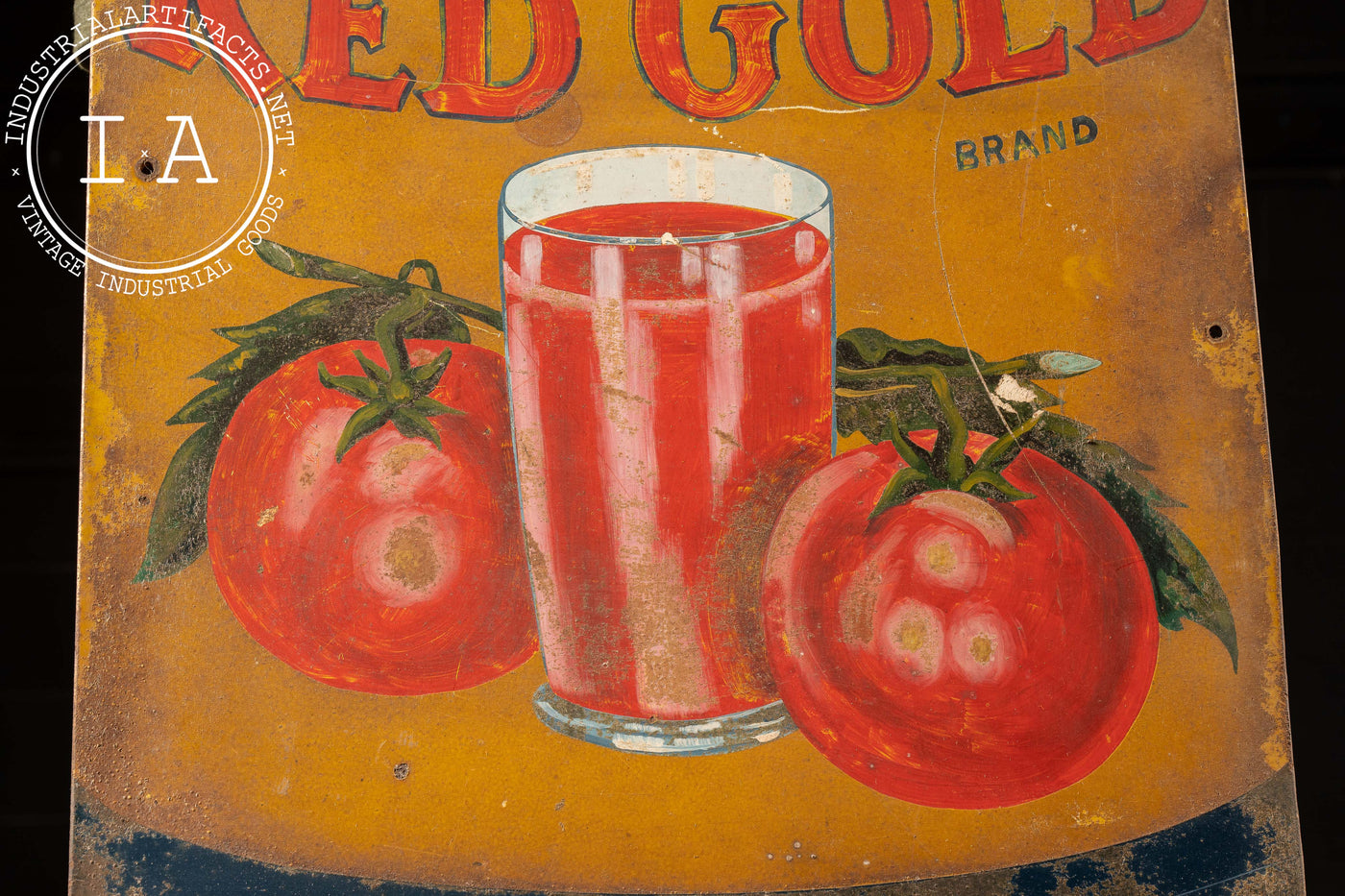 Heavy Painted Steel Red Gold Advertising Sign - Tomato Juice