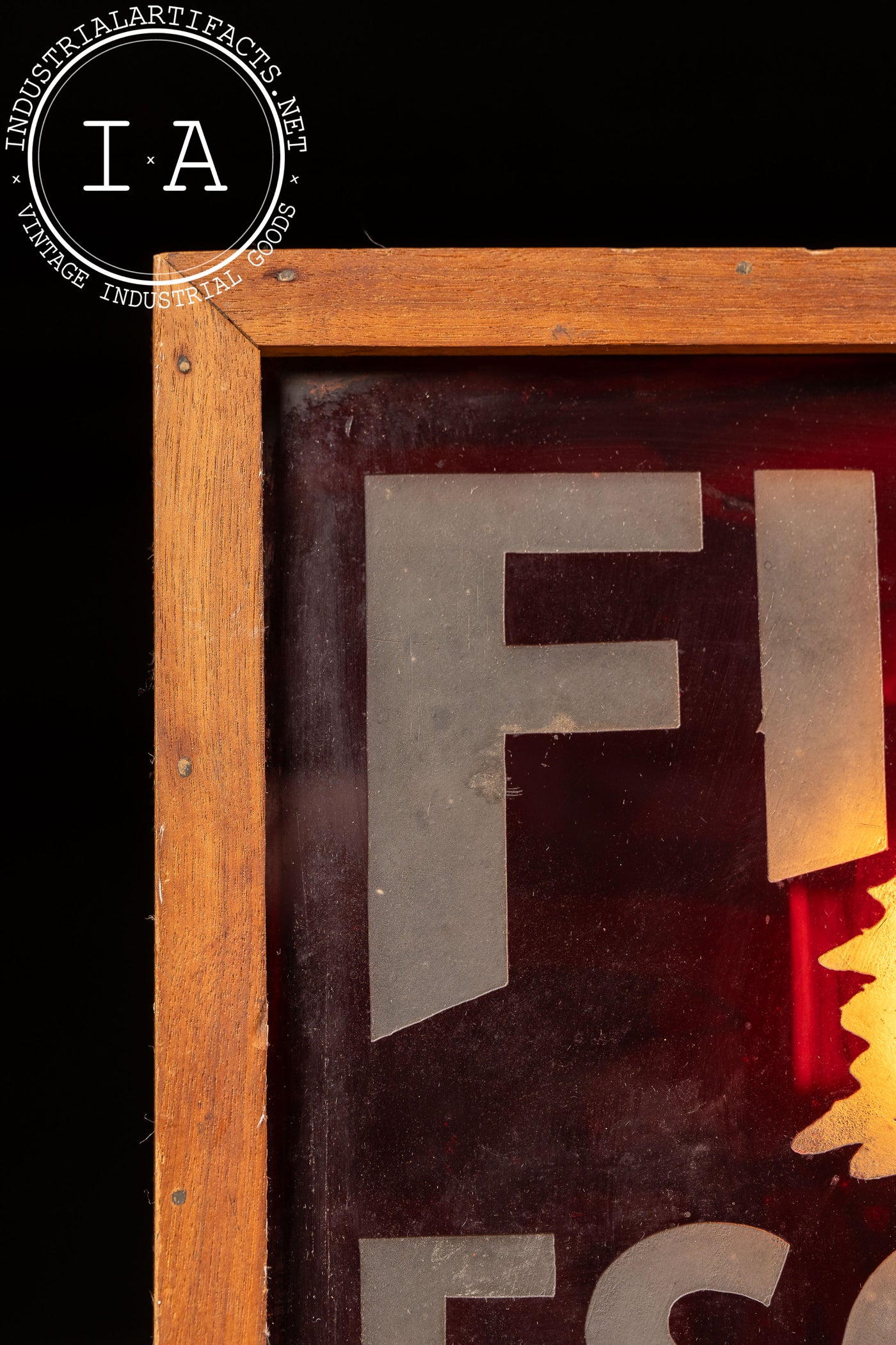 Antique Double-Sided Etched Glass Fire Escape Lighted Sign