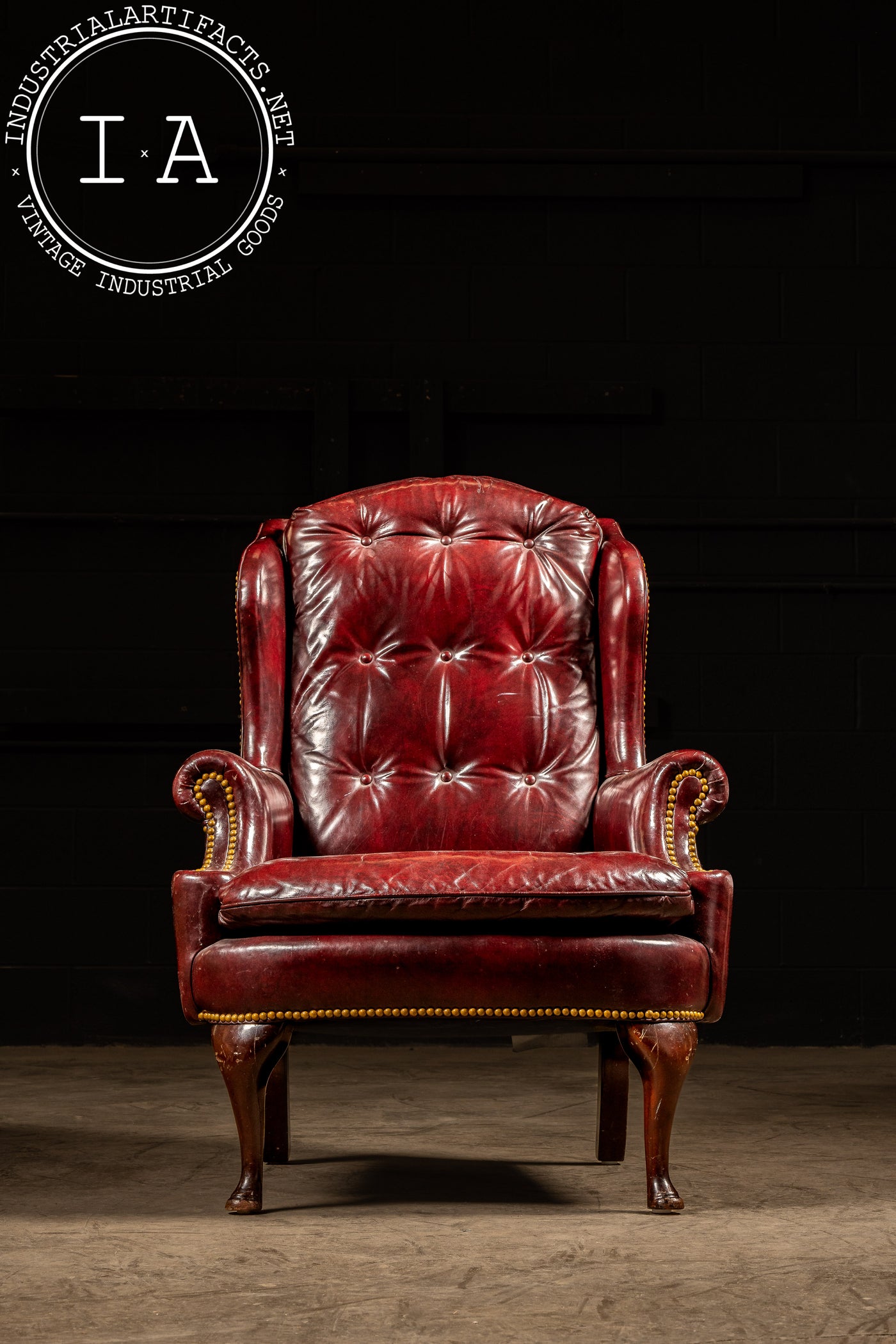 Vintage Tufted Leather Chesterfield Armchair in Oxblood