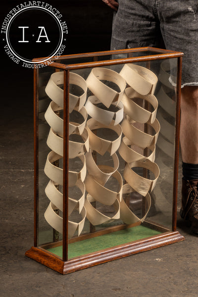 Antique Wood and Glass Mercantile Collar Display Case for C. W. Ferguson