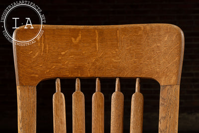 Antique Quarter-Sawn Oak Dining Chair with Cast Iron Bracings