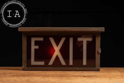 Vintage Lighted Glass Exit Sign Box