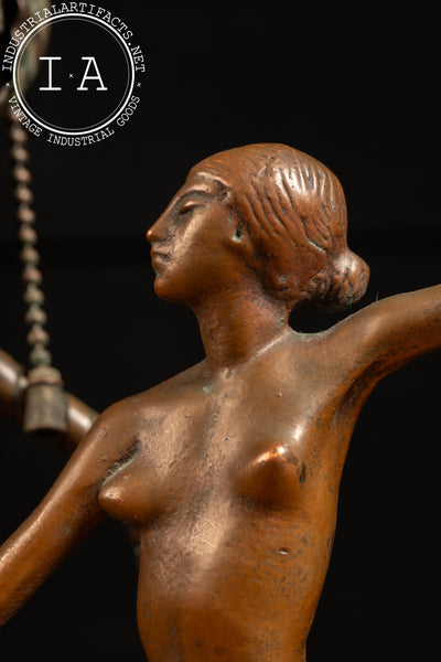 Vintage Figural Art Deco Bronze Table Lamp