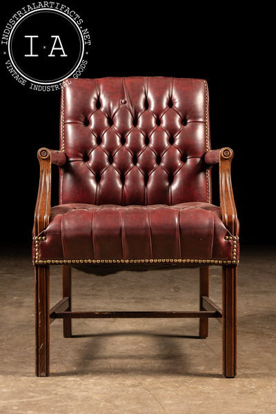 Set of Four Vintage Tufted Armchairs in Burgundy