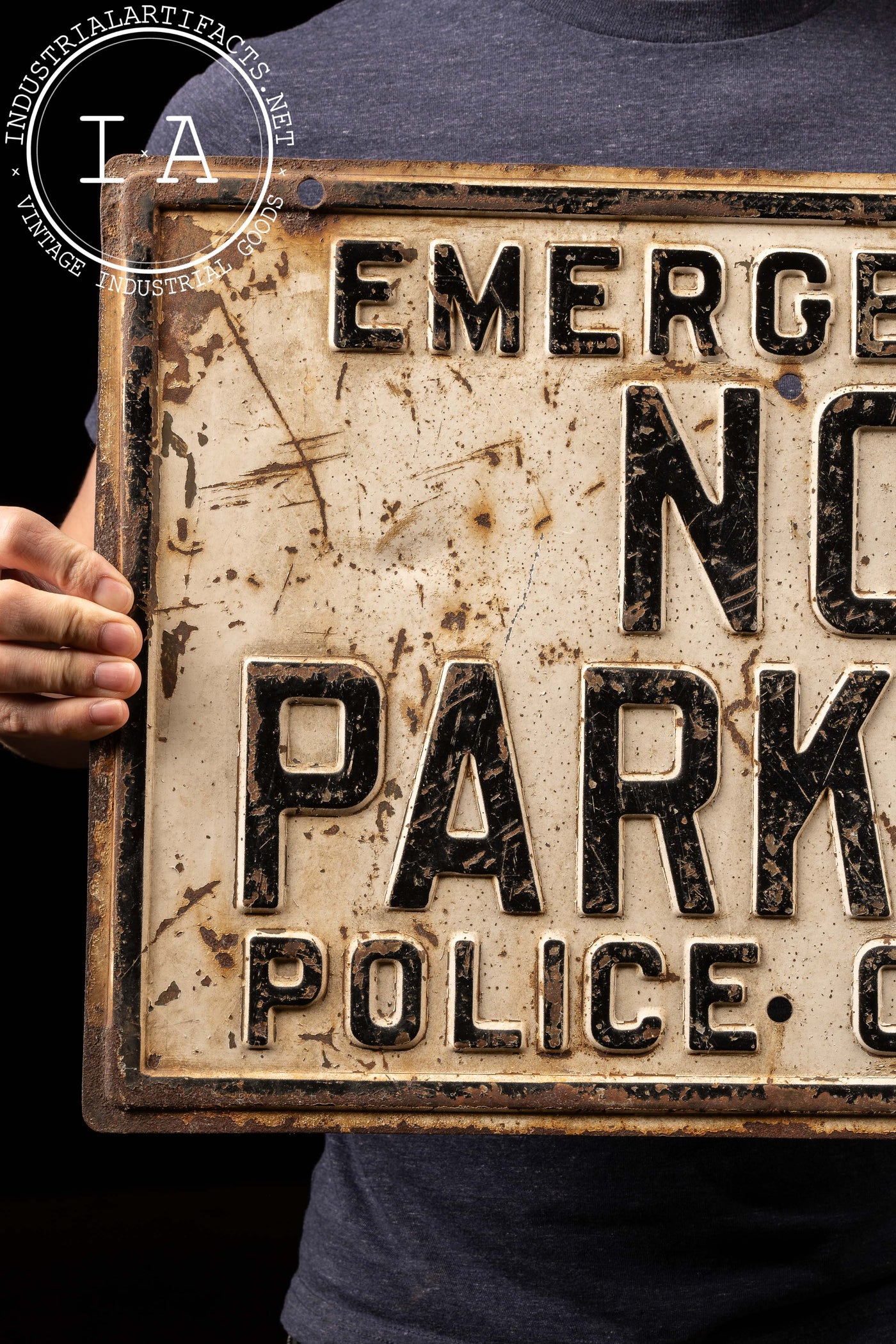 Vintage Embossed Tin "No Parking" Sign