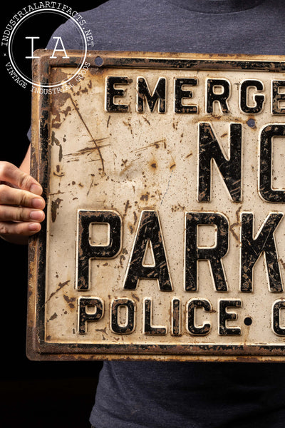 Vintage Embossed Tin "No Parking" Sign