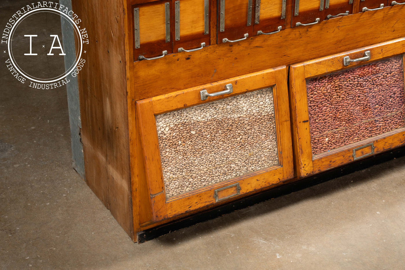 Massive Antique Maple Dry Goods Cabinet