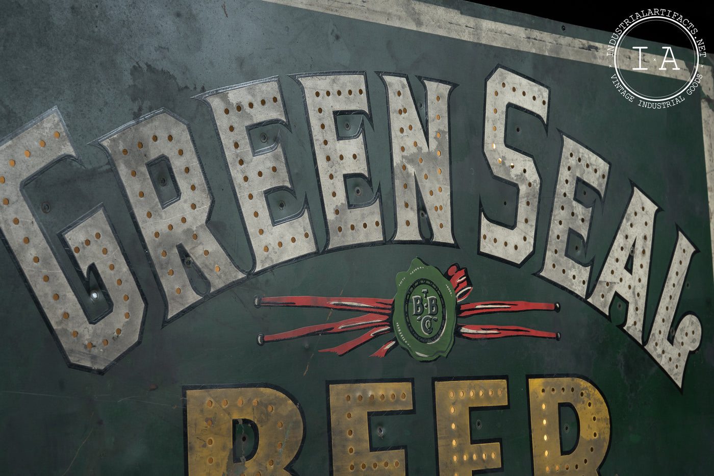 Rare Pre-Prohibition Green Seal Beer Lighted Tin Sign