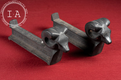 Early 20th Century Decorative Cast Iron Ram Andirons
