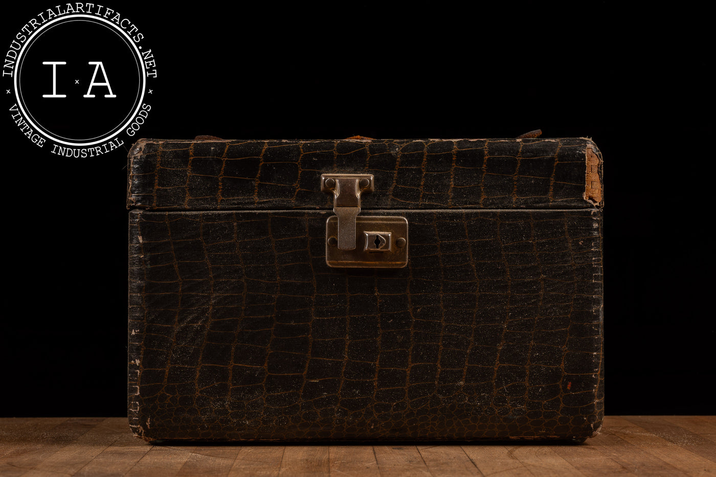Crocodile Embossed Leather Vanity or Train Case
