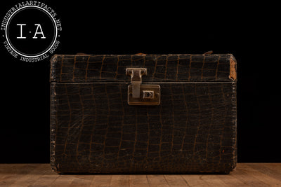 Crocodile Embossed Leather Vanity or Train Case