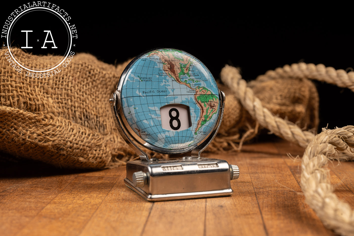 Vintage Perpetual Globe Desktop Calendar