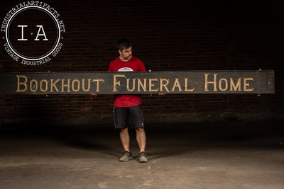 Antique Hand-Carved "Bookhout Funeral Home" Painted Wood Sign