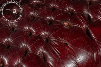 Tufted Leather Chesterfield Sofa in Burgundy