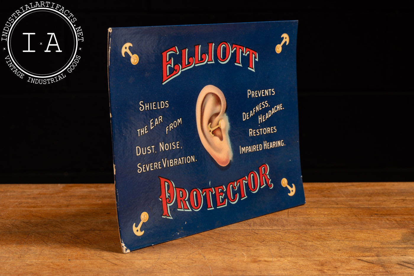 Early 20th Century Elliott Ear Protector Advertising Sign