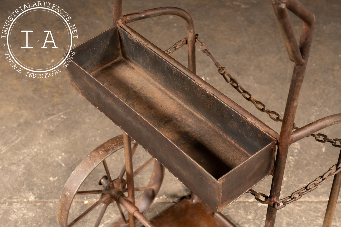 Antique Industrial Cylinder Cart with Chain Retainer
