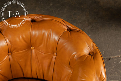 Pair of Tufted Barrel Back Leather Club Chairs by Classic Leather, Inc.