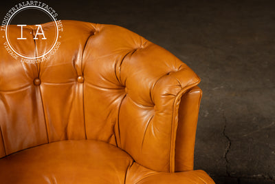 Pair of Tufted Barrel Back Leather Club Chairs by Classic Leather, Inc.