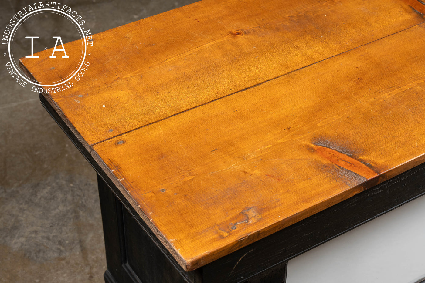 Early 20th Century Butcher's Counter With Milk Glass Panels