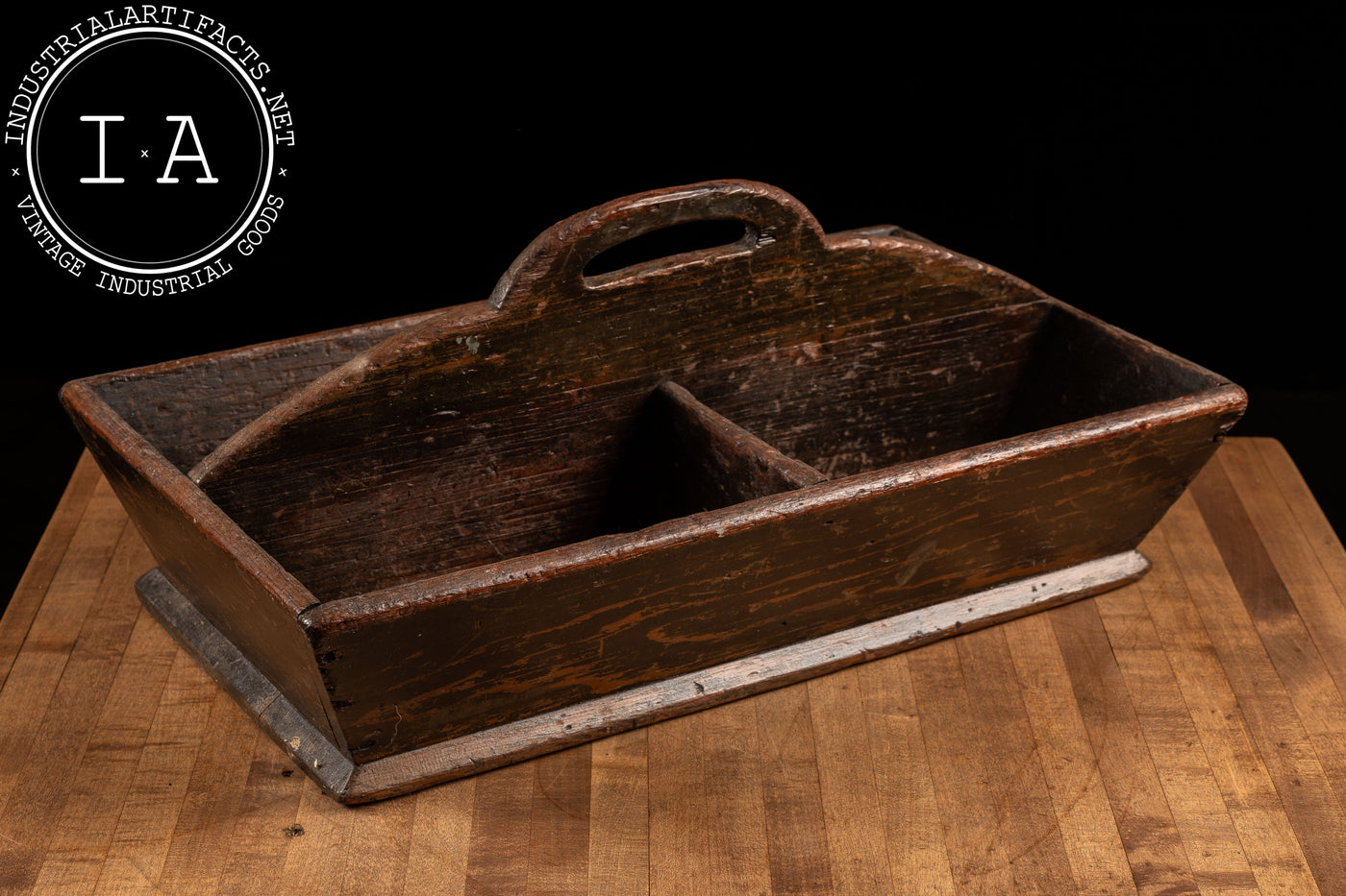 Primitive Wooden Carrier with Divided Interior