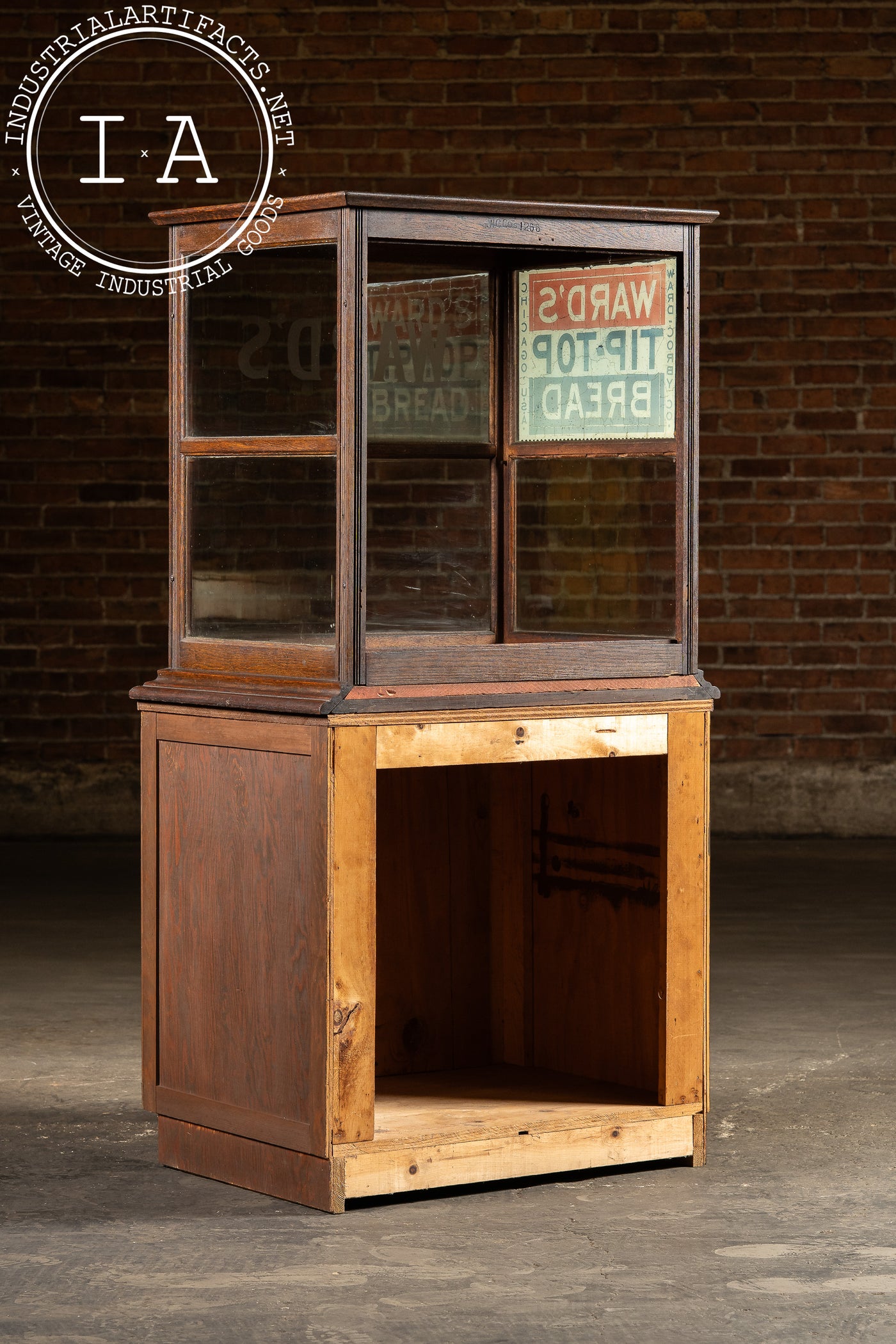Early 20th Century Ward’s Tip-Top Bread Oak Display Case